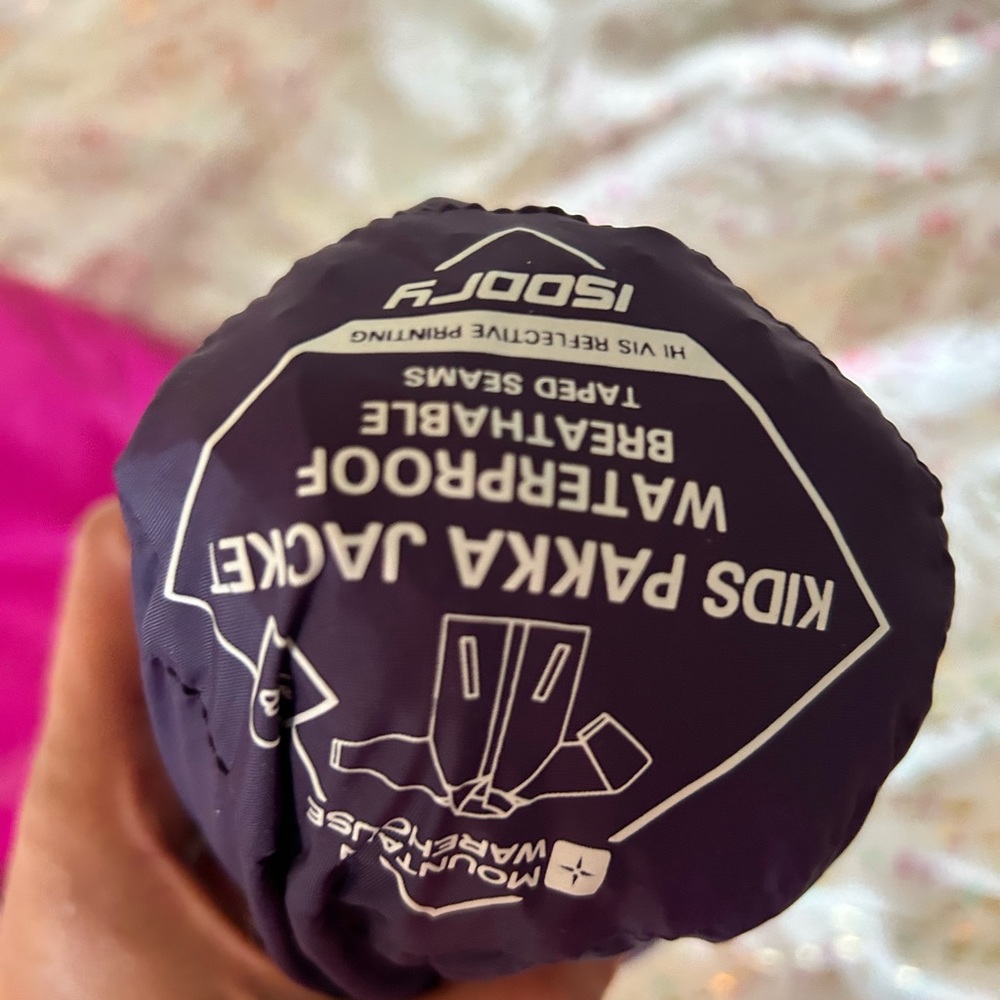 Packable kids rain jacket